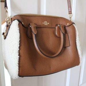 COACH Leather & Sherpa Satchel Purse
